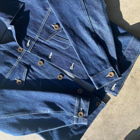 Kohei America Peace Graphic Denim Navy Button Multi-Pocket Jacket Adult Medium - Picture 4 of 6